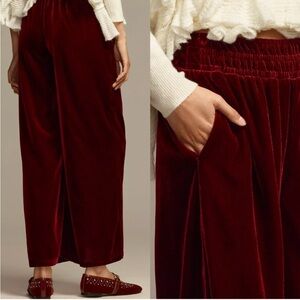 NEW Anthropologie The Somerset wide Leg Stretch Velvet Edition Pants XS